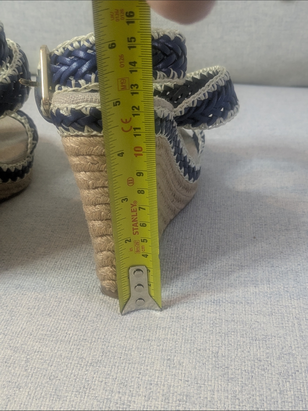 Tory Burch Navy Braided Espadrille Wedge Sandals Ankle Strap US 8.5     EU 39.5 - Picture 6 of 11